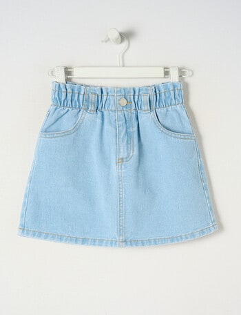 Mac & Ellie Denim Paperbag Waist Skirt, Light Blue product photo