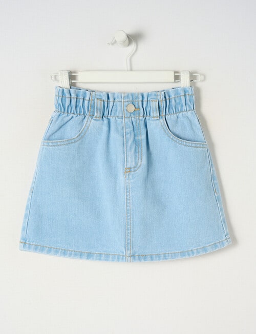 Mac & Ellie Denim Paperbag Waist Skirt, Light Blue product photo