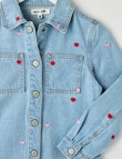 Mac & Ellie Embroidered Hearts Denim Shacket, Light Blue product photo View 02 S