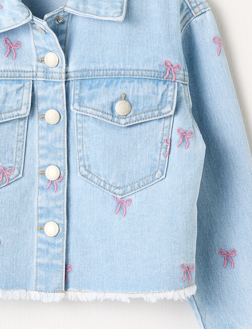 Mac & Ellie Bows Denim Jacket, Light Blue product photo View 02 L