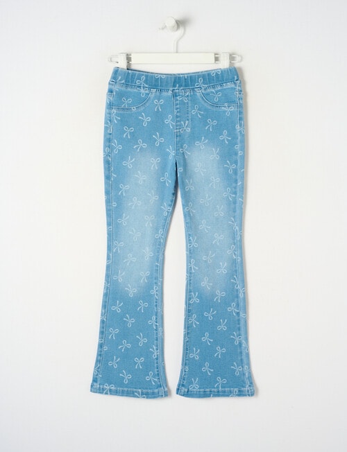 Mac & Ellie Bows Flare Jegging, Mid Blue product photo