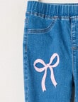 Mac & Ellie Embroidered Bows Flare Jegging, Mid Blue product photo View 02 S