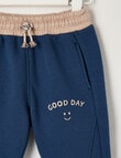 Teeny Weeny Fleece Track Pant, Navy & Blonde Wood product photo View 02 S