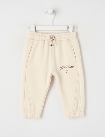 Teeny Weeny Fleece Track Pant, Chalk product photo