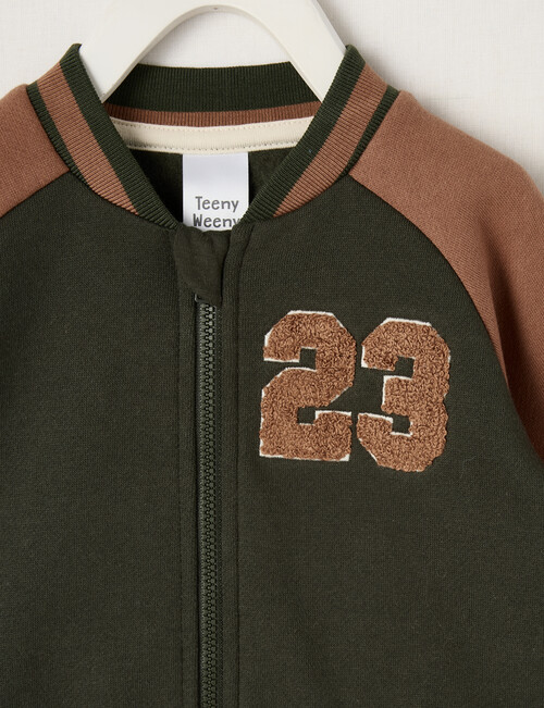 Teeny Weeny Fleece Zip Through, Forest Green & Tea Stain product photo View 03 L