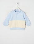 Teeny Weeny Play Time Fleece Quarter Zip Sweatshirt, Moonstone Blue & Chalk product photo