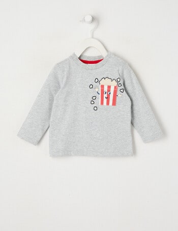 Teeny Weeny Popcorn Long Sleeve Tee, Grey Marle product photo