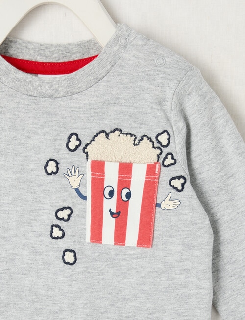 Teeny Weeny Popcorn Long Sleeve Tee, Grey Marle product photo View 02 L