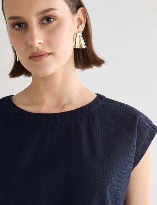 Jigsaw Yuki Seersucker Top, Navy product photo
