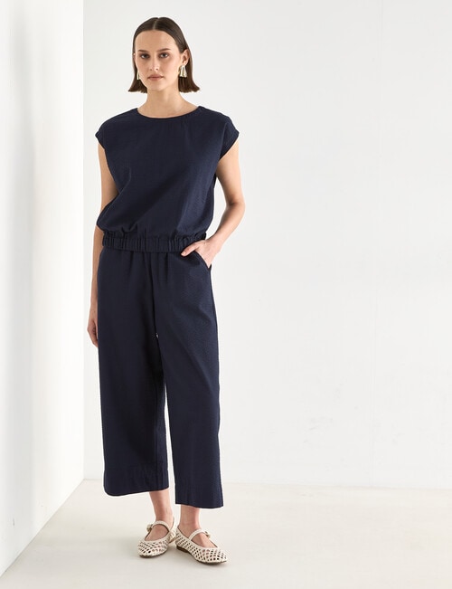 Jigsaw Yuki Seersucker Top, Navy product photo View 03 L