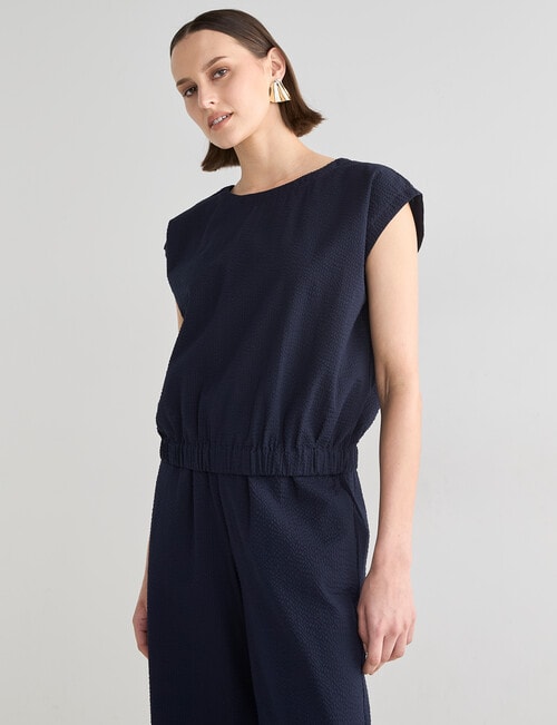 Jigsaw Yuki Seersucker Top, Navy product photo View 04 L