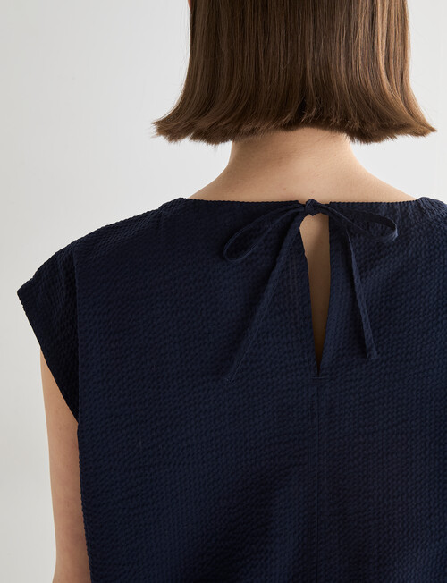 Jigsaw Yuki Seersucker Top, Navy product photo View 06 L