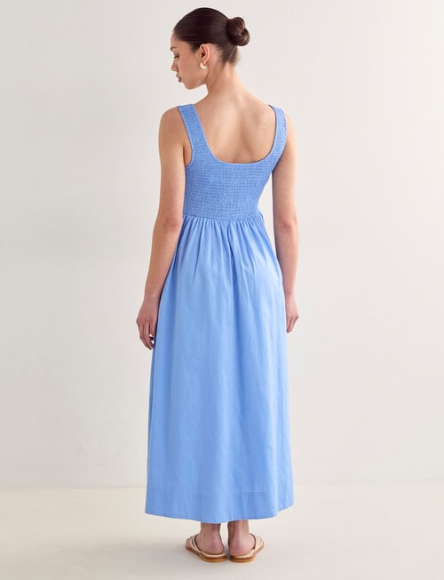 Mineral Tigerlily Shirred Midi Dress, Blueberry product photo View 02 L