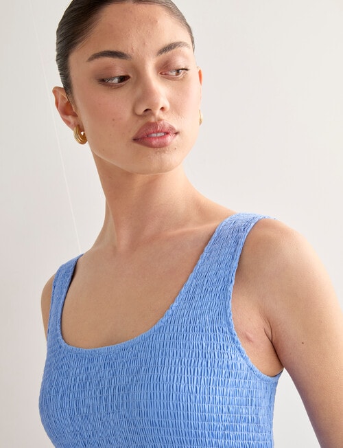 Mineral Tigerlily Shirred Midi Dress, Blueberry product photo View 04 L