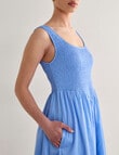 Mineral Tigerlily Shirred Midi Dress, Blueberry product photo View 06 S