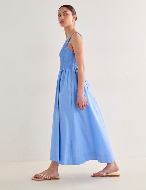 Mineral Tigerlily Shirred Midi Dress, Blueberry product photo View 07 L