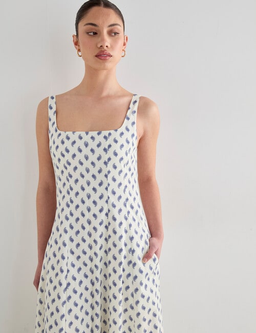 Mineral Lawny Panelled Midi Dress, Blue Print product photo View 04 L