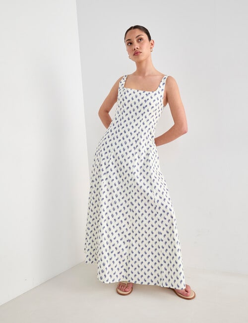 Mineral Lawny Panelled Midi Dress, Blue Print product photo View 05 L
