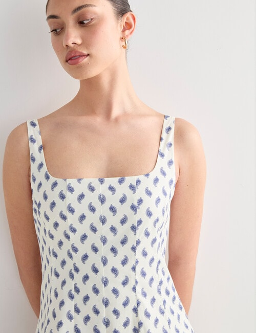 Mineral Lawny Panelled Midi Dress, Blue Print product photo View 06 L