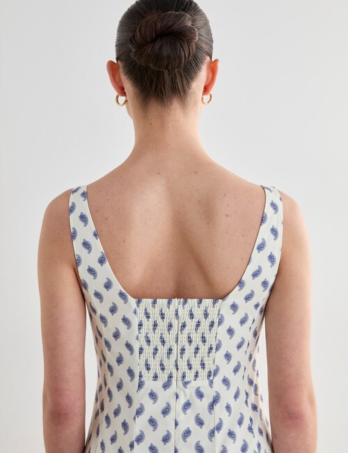 Mineral Lawny Panelled Midi Dress, Blue Print product photo View 09 L