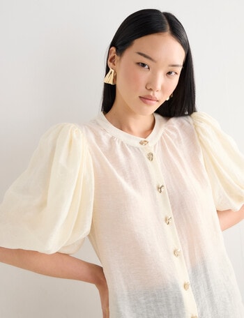 State of play Santos Puff Sleeve Blouse, Cream product photo