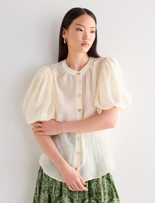 State of play Santos Puff Sleeve Blouse, Cream product photo