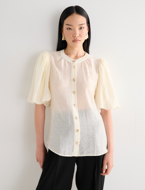 State of play Santos Puff Sleeve Blouse, Cream product photo View 06 L