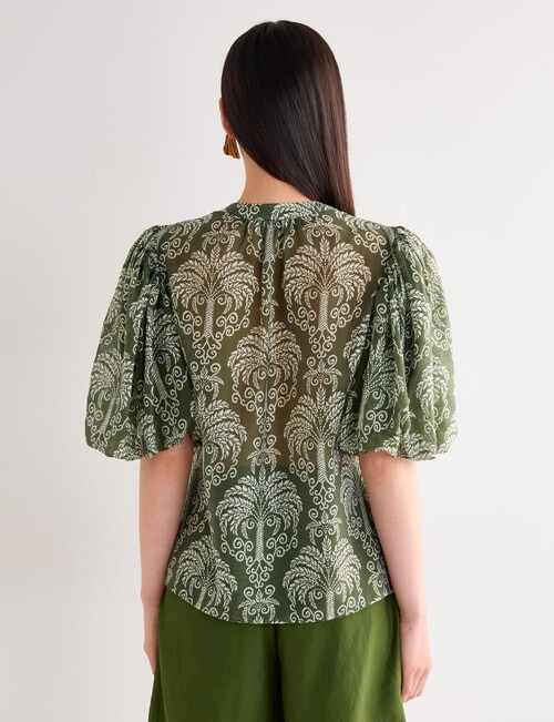 State of play Santos Puff Sleeve Blouse, Palm Print product photo View 02 L