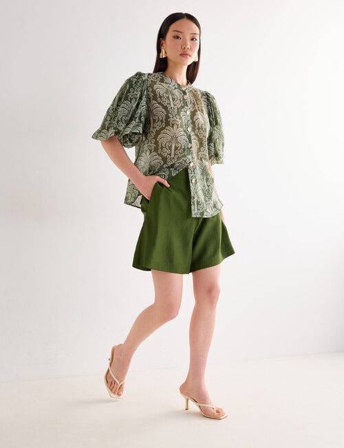 State of play Santos Puff Sleeve Blouse, Palm Print product photo View 03 L