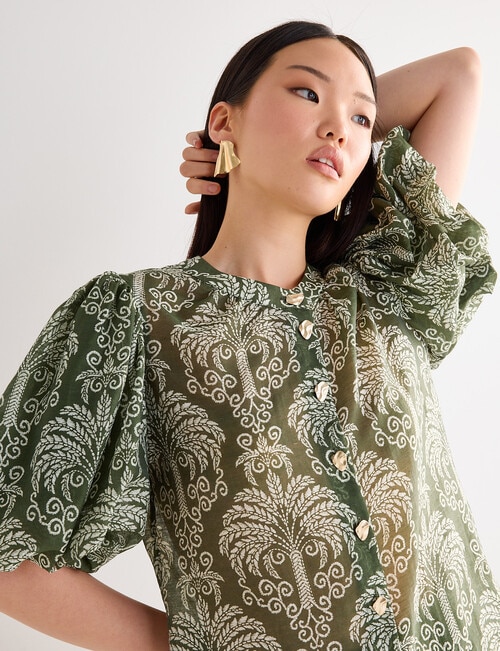 State of play Santos Puff Sleeve Blouse, Palm Print product photo View 04 L