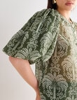 State of play Santos Puff Sleeve Blouse, Palm Print product photo View 05 S