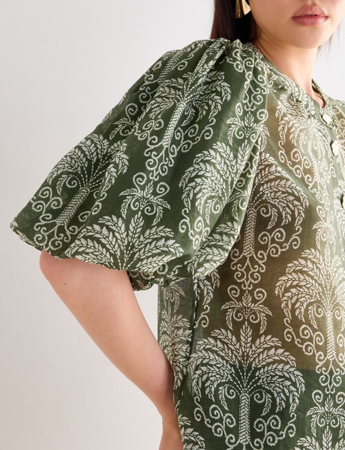 State of play Santos Puff Sleeve Blouse, Palm Print product photo View 05 L