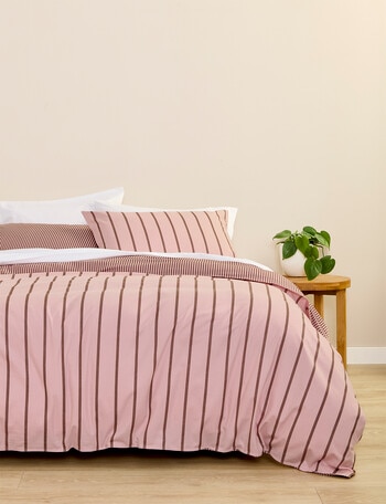 Haven Flannelette Duvet Cover Set, Stripe Rose product photo