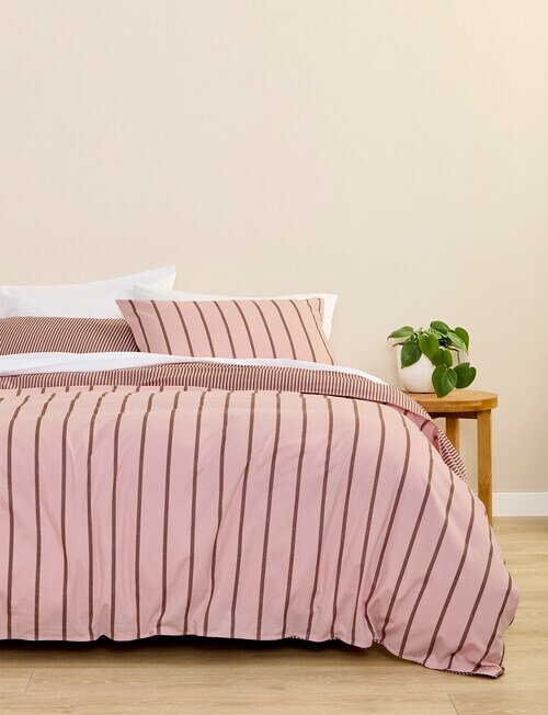 Haven Flannelette Duvet Cover Set, Stripe Rose product photo