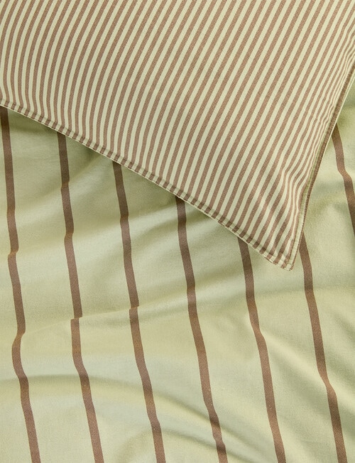 Haven Flannelette Duvet Cover Set, Stripe Olive product photo View 04 L