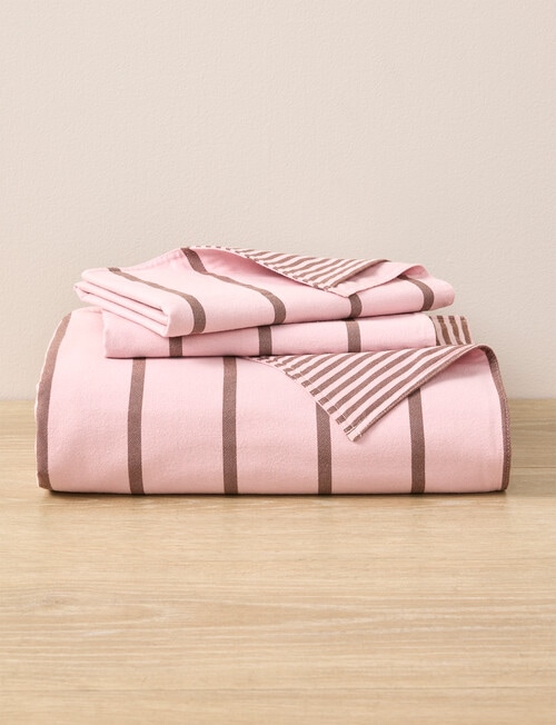 Haven Flannelette Duvet Cover Set, Stripe Rose product photo View 04 L