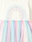 Mac & Ellie Rainbow Sequin Tutu Long Sleeve Dress, White product photo View 02 S