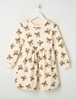 Mac & Ellie Animal Bows Long Sleeve Fleece Dress, Natural product photo