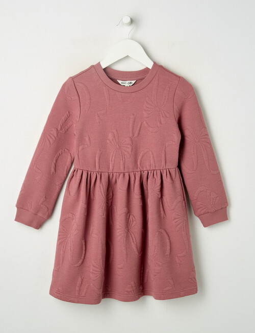Mac & Ellie Long Sleeve Quilted Bow Dress, Rosewood product photo