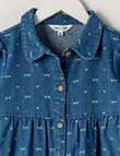 Mac & Ellie Bows Long Sleeve Denim Jacquard Dress, Mid Blue product photo View 02 S