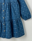Mac & Ellie Bows Long Sleeve Denim Jacquard Dress, Mid Blue product photo View 03 S