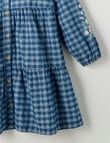 Mac & Ellie Long Sleeve Embroidered Denim Check Dress, Mid Blue product photo View 03 S