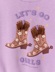 Mac & Ellie Cowgirl Boots Crew Neck Sweatshirt, Lilac product photo View 02 S