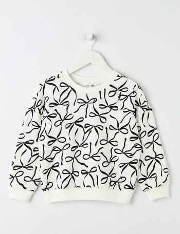 Mac & Ellie Bows Crew Neck Sweatshirt, Vanilla product photo