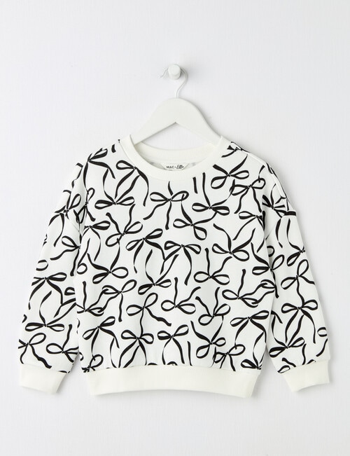 Mac & Ellie Bows Crew Neck Sweatshirt, Vanilla product photo
