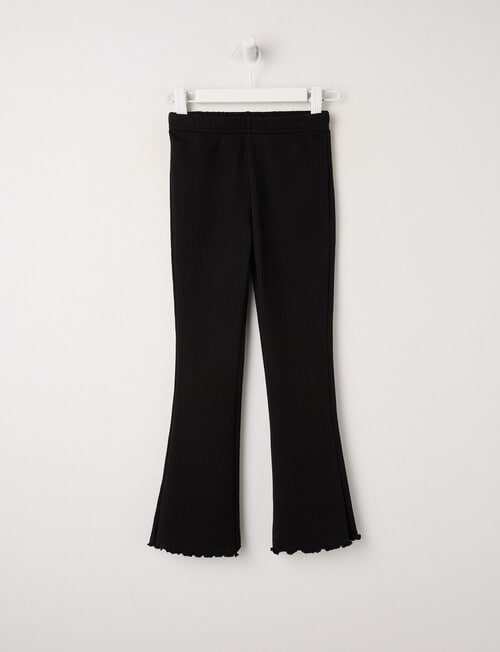 Mac & Ellie Flare Rib Fleece Leggings, Black product photo