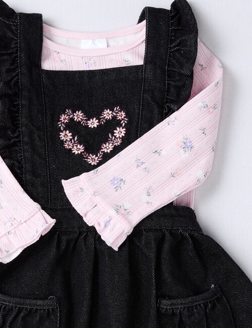 Teeny Weeny Heart and Bow Pinny Set, 2-Piece, Denim & Pink product photo View 04 L