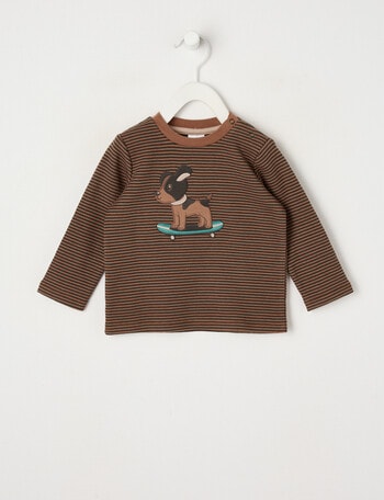 Teeny Weeny Stripe Skate Long Sleeve Tee, Tea Stain product photo