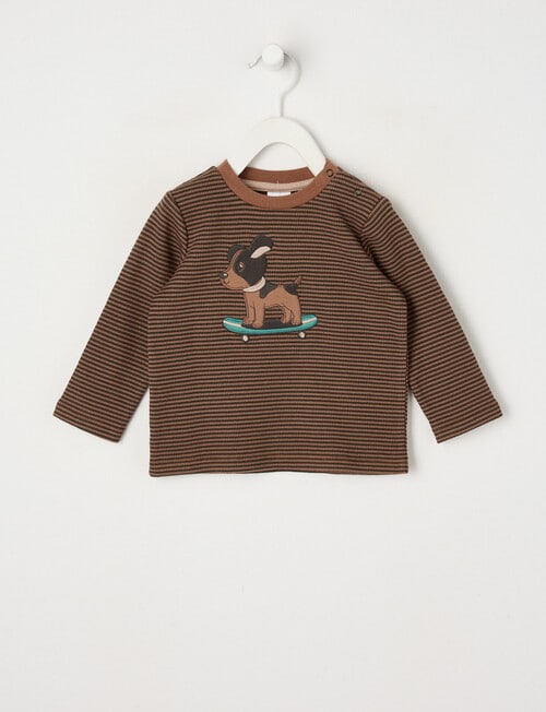 Teeny Weeny Stripe Skate Long Sleeve Tee, Tea Stain product photo