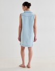Mineral Song Denim Collared Mini Dress, Bleached Blue product photo View 02 S